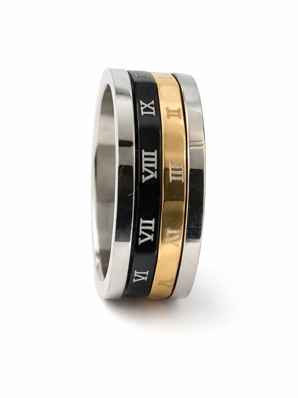 Size 10 Rotatable 2‑in‑1 Titanium Steel Roman Numeral Spinner Band